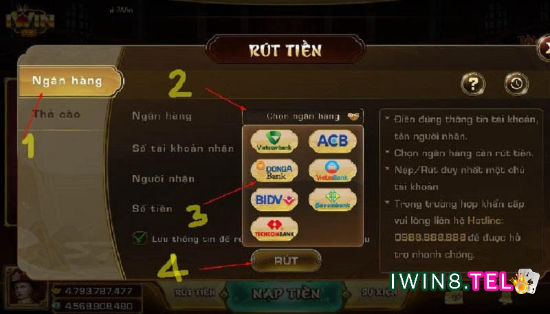 cách rút tiền iwin club